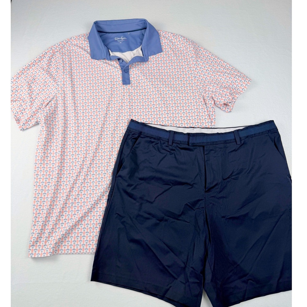 Walter Hagen Polo G/FORE Shorts Set Mens XXL 40 Navy Blue Orange Golf Outfit